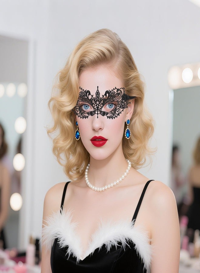 UOUYOO Black Masquerade Mask for Women Lace Eye Mask for Party Prom Ball Costume - Image 5